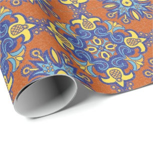 Linen Talavera Tile Wrapping Paper