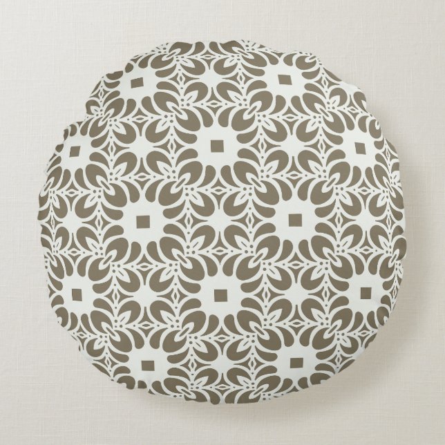 Linen Trellis Round Pillow (Front)