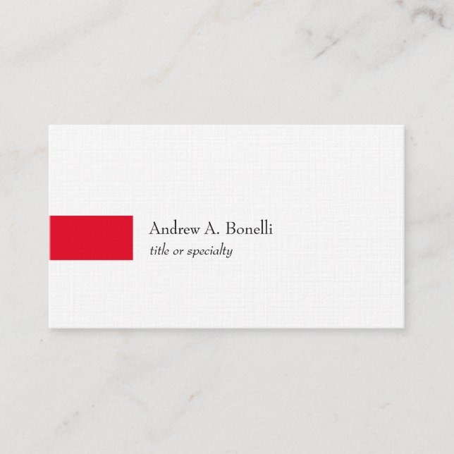 Linen Trendy Black White Red Professional Modern Business Card (Front)
