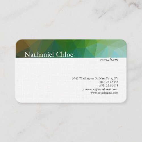 Linen Trendy Blue Green Stripe Creative Modern Business Card