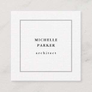 Linen Trendy Minimalist Professional Modern Square Business Card