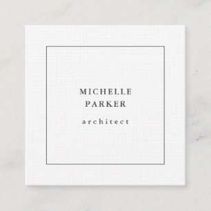 Linen Trendy Minimalist Professional Modern Square Business Card