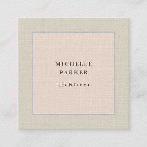 Linen Trendy Minimalist Professional Square Business Card