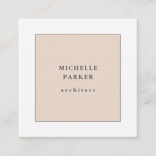 Linen Trendy Minimalist Professional Square Business Card