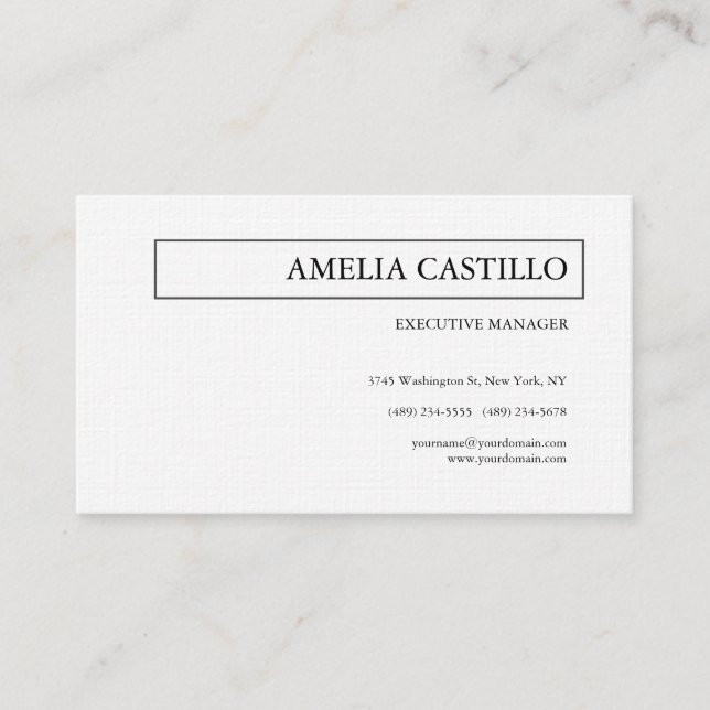 Linen Trendy Modern Elegant Contemporary Plain Business Card (Front)