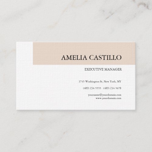 Linen Trendy Modern Elegant Contemporary Plain  Business Card