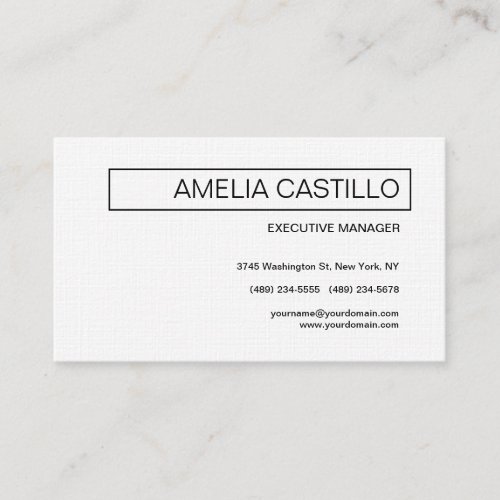 Linen Trendy Modern Elegant Contemporary Plain Business Card