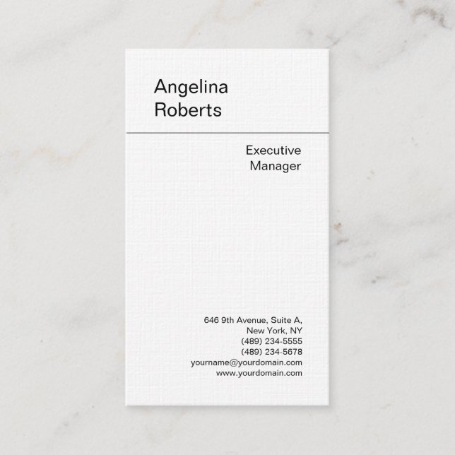 Linen trendy professional plain minimalist business card (Front)