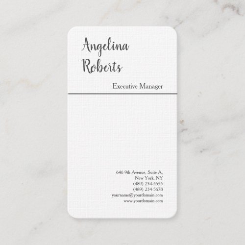 Linen trendy script professional plain minimalist business card