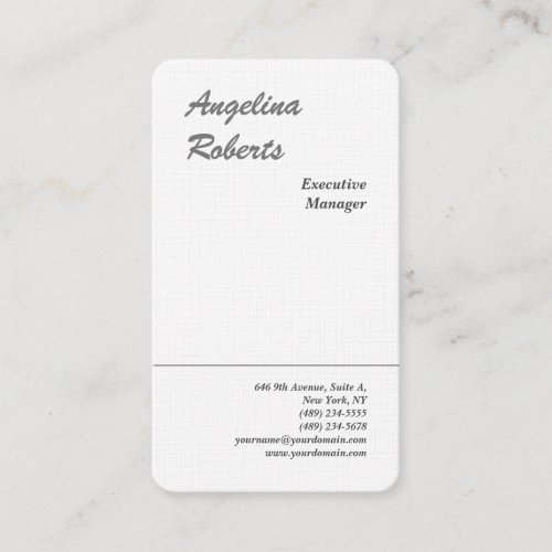 Linen trendy script professional plain minimalist business card