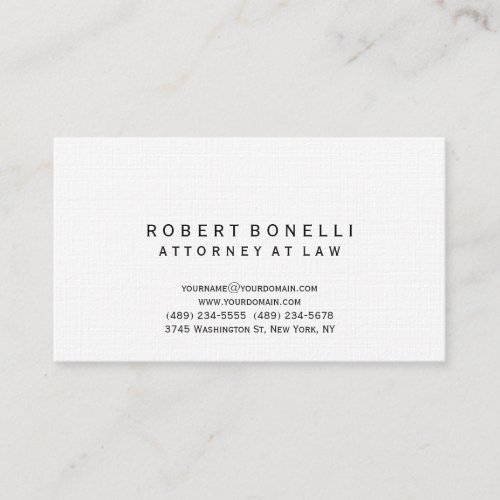 Linen Unique Attorney at Law Simple Business Card