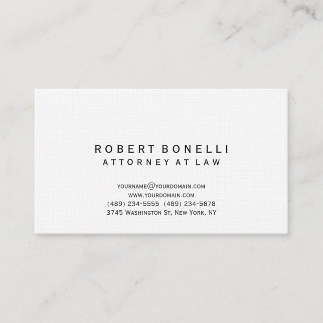 Linen Unique Attorney at Law Simple Business Card (Front)