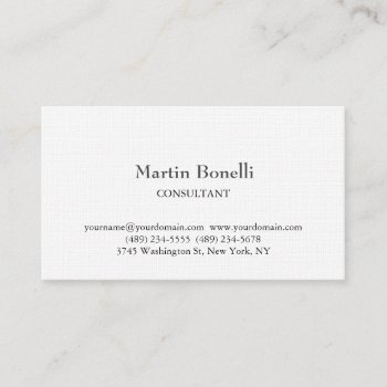 Linen Unique Classical Simple White Business Card by hizli_art at Zazzle