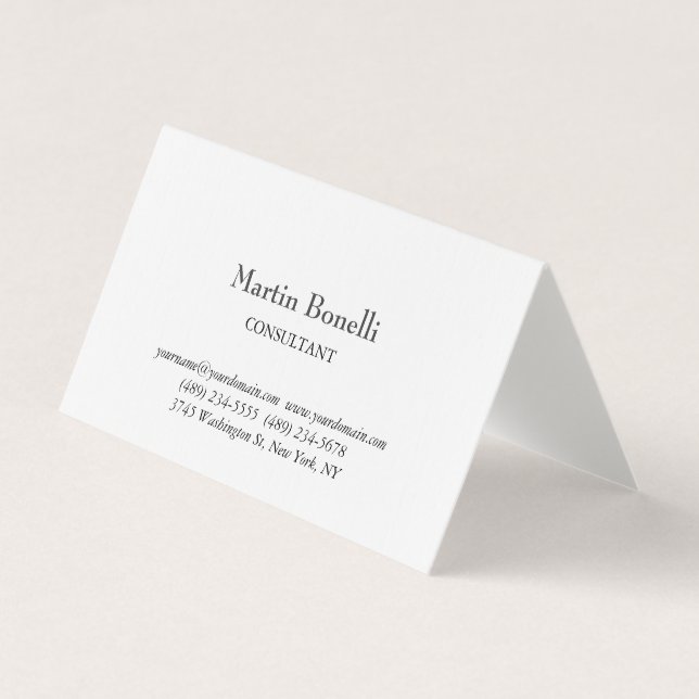Linen Unique Classical Simple White Business Card (Front)