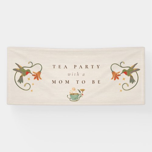 Linen Vintage Faecore Floral Tea Baby Shower Banner