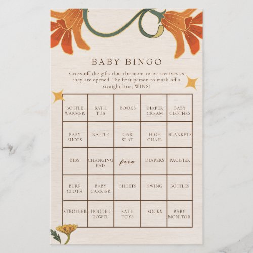 Linen Vintage Faecore Floral Tea Baby Shower Bingo