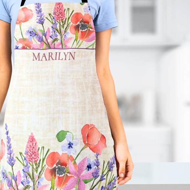 Linen Watercolor, Custom Birthday Gift for Grandma Apron (Creator Uploaded)