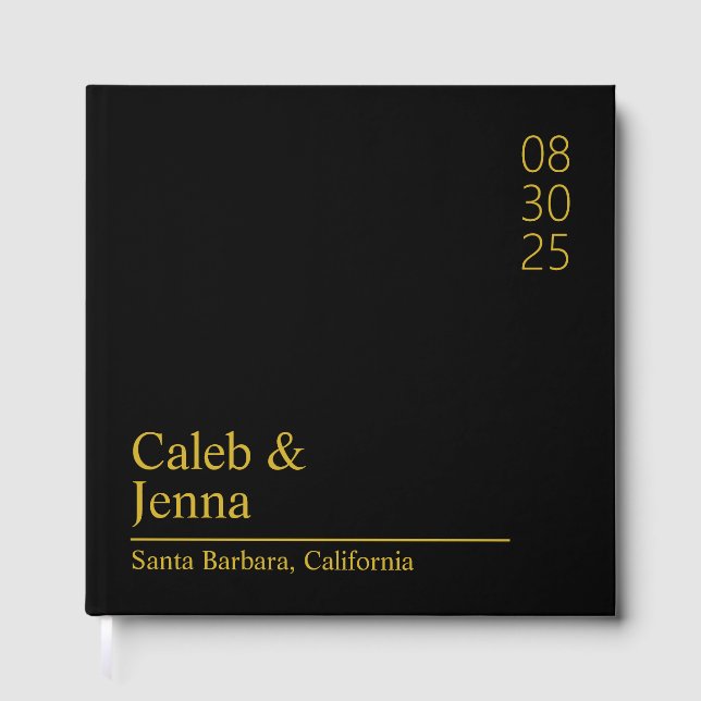 Linen Wedding Guest Book, Personalized Minimalist  Book (Front)