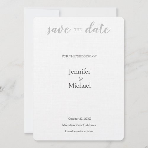 Linen Wedding Professional Minimalist Modern Plain Save The Date