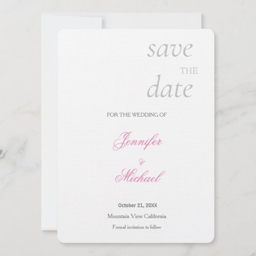 Linen Wedding Professional Minimalist Modern Plain Save The Date