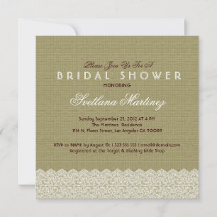 Linen & White Lace Bridal Shower Invite