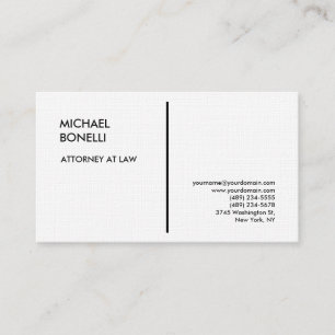 Linen White Professional Modern Attorney at Law Business Card