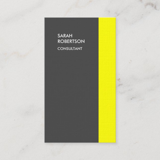 Linen Yellow Gray Modern Minimalist Plain Elegant Business Card (Front)