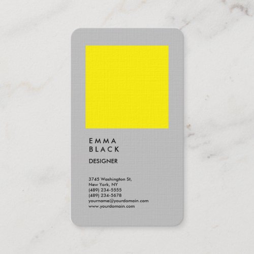 Linen Yellow Grey Professional Designer Business Card