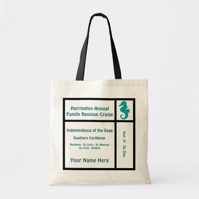 Liner Teal Seahorse Custom Cruise Tote Bag (Front)