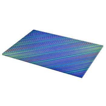 Lines 103  Blue And Green Multi Hued Gradated Line Cutting Board by Lonestardesigns2020 at Zazzle