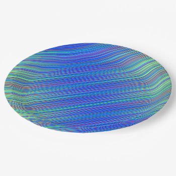 Lines 103  Blue And Green Multi Hued Gradated Line Paper Plates by Lonestardesigns2020 at Zazzle