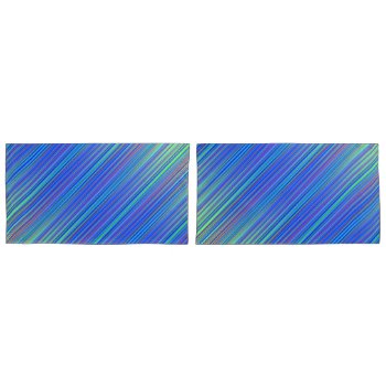 Lines 103  Blue And Green Multi Hued Gradated Line Pillowcase by Lonestardesigns2020 at Zazzle