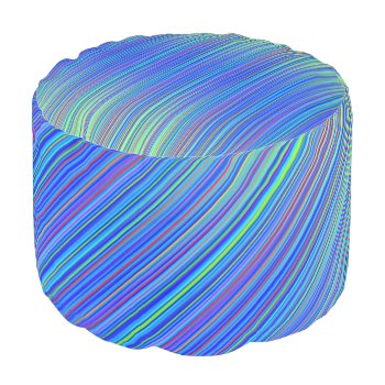Lines 103  Blue And Green Multi Hued Gradated Line Pouf by Lonestardesigns2020 at Zazzle