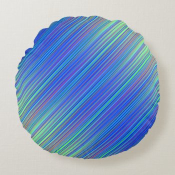 Lines 103  Blue And Green Multi Hued Gradated Line Round Pillow by Lonestardesigns2020 at Zazzle