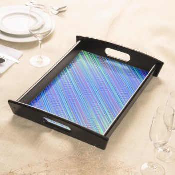 Lines 103  Blue And Green Multi Hued Gradated Line Serving Tray by Lonestardesigns2020 at Zazzle