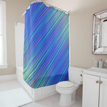 Lines 103  Blue And Green Multi Hued Gradated Line Shower Curtain by Lonestardesigns2020 at Zazzle