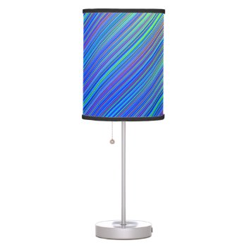 Lines 103  Blue And Green Multi Hued Gradated Line Table Lamp by Lonestardesigns2020 at Zazzle
