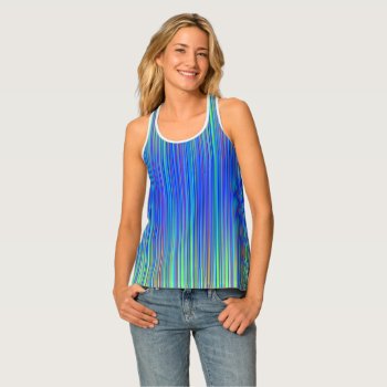 Lines 103  Blue And Green Multi Hued Gradated Line Tank Top by Lonestardesigns2020 at Zazzle