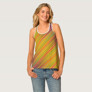 Lines 103  Blue And Green Multi Hued Gradated Line Tank Top by Lonestardesigns2020 at Zazzle