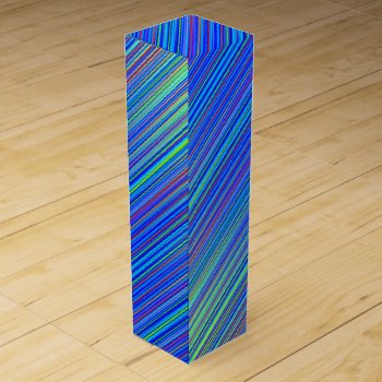 Lines 103  Blue And Green Multi Hued Gradated Line Wine Box by Lonestardesigns2020 at Zazzle
