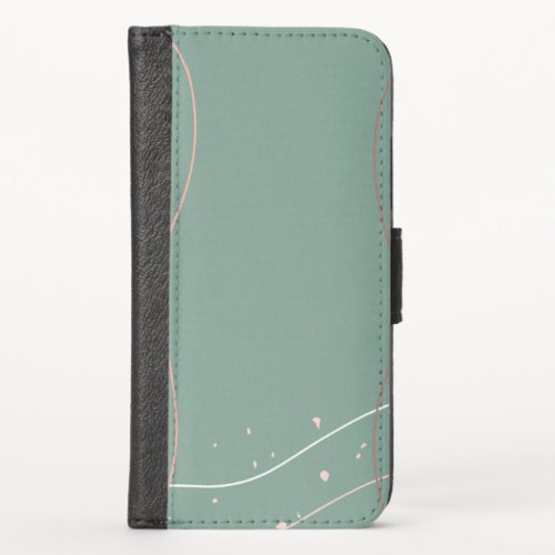 Lines Aesthetic Green Background Pastel Background iPhone X Wallet Case