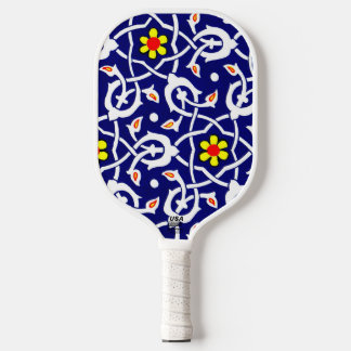 lines and barbs and flowers print pickleball paddle