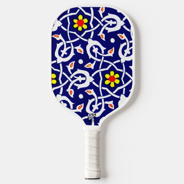 lines and barbs and flowers print pickleball paddle (Front)