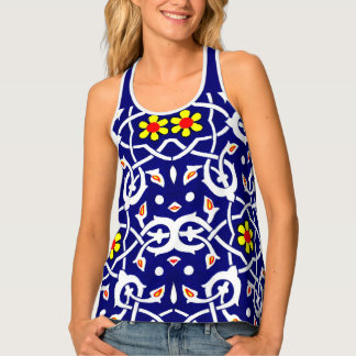 lines and barbs and flowers print tank top