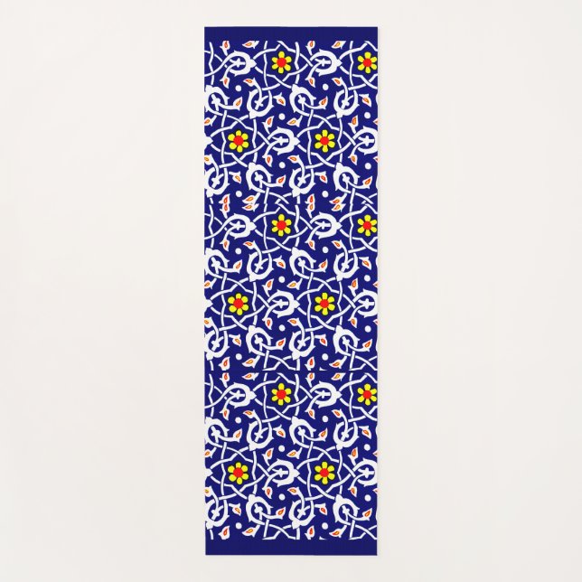 lines and barbs and flowers print yoga mat (Front)