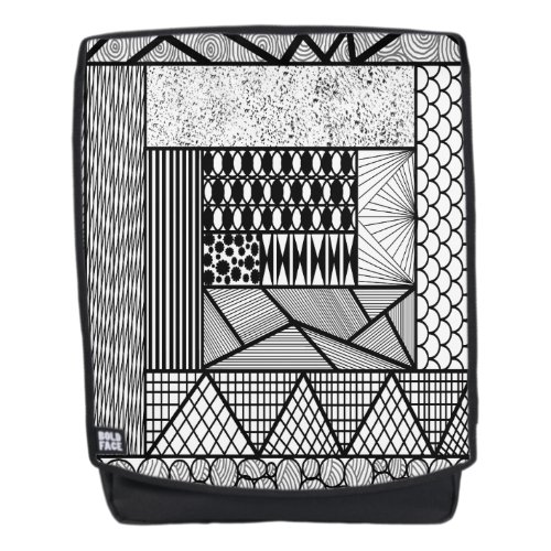 Lines and Circles Tangle in Black and White Backpack