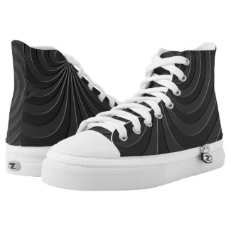 Lines and curves grey, graphite color pattern High-Top sneakers