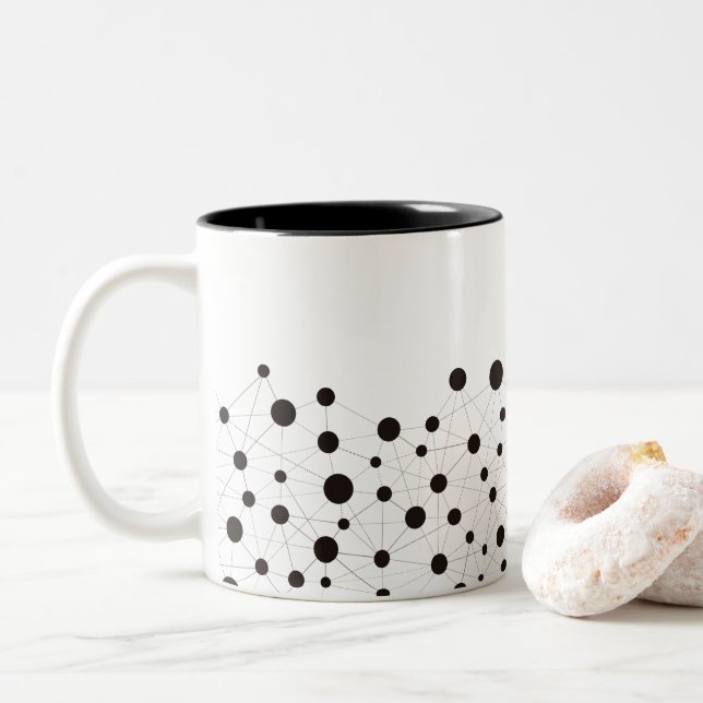 Lines and dots  Two-Tone coffee mug (With Donut)