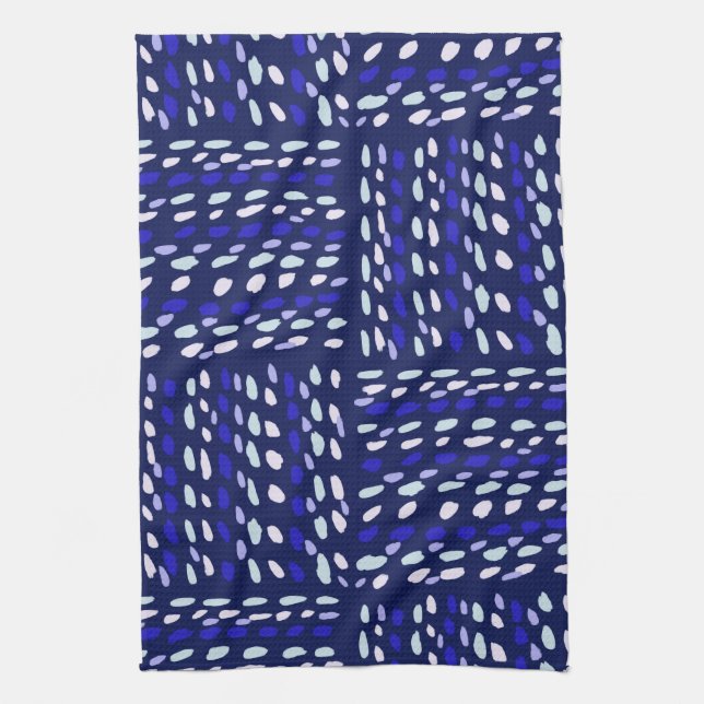 Lines and Geometric Blue and White Fun Designs  Kitchen Towel (Vertical)
