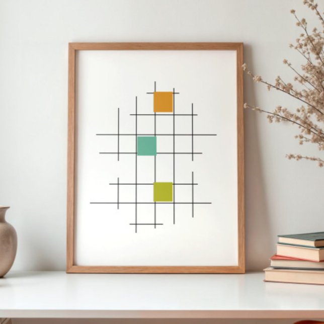 Lines and Squares Mid Century Modern Colorful Poster (Creator Uploaded)